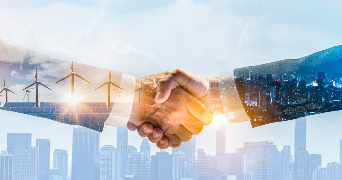 an energy contract negotiation handshake